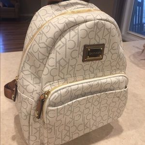 Calvin Klein Backpack Purse Creme and Gold